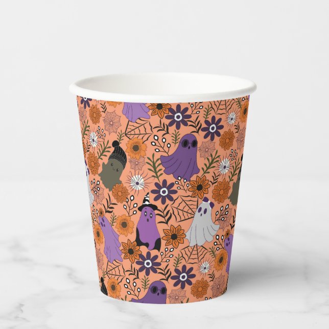 Vasos De Papel Spooky floral (Anverso)
