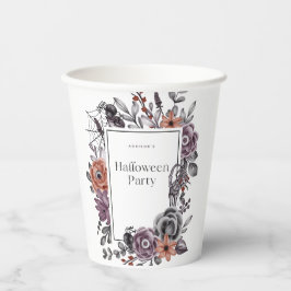 Vasos De Papel Spooky Floral Halloween Birday Party Card