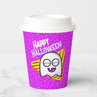 Vasos De Papel Spooky Ghost Halloween Cups - purple