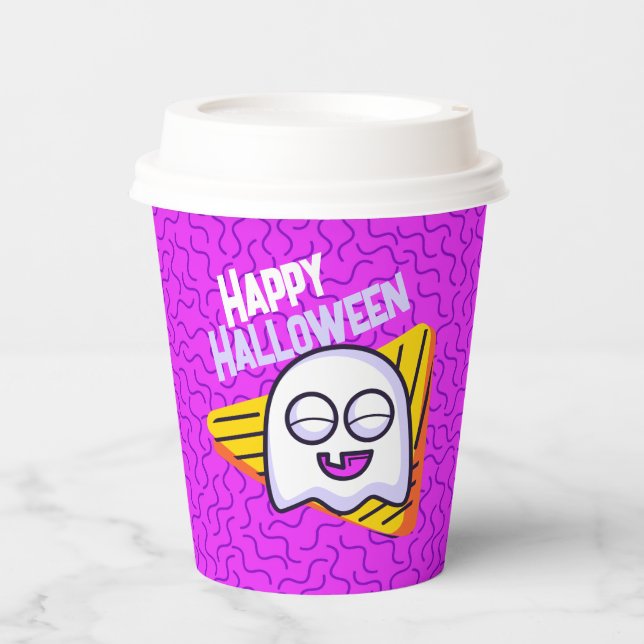Vasos De Papel Spooky Ghost Halloween Cups - purple (Anverso)