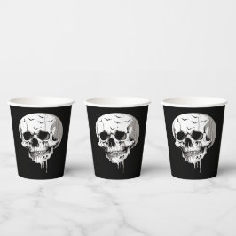 Vasos De Papel Spooky Halloween Melting Cranium With Bat Imagery 