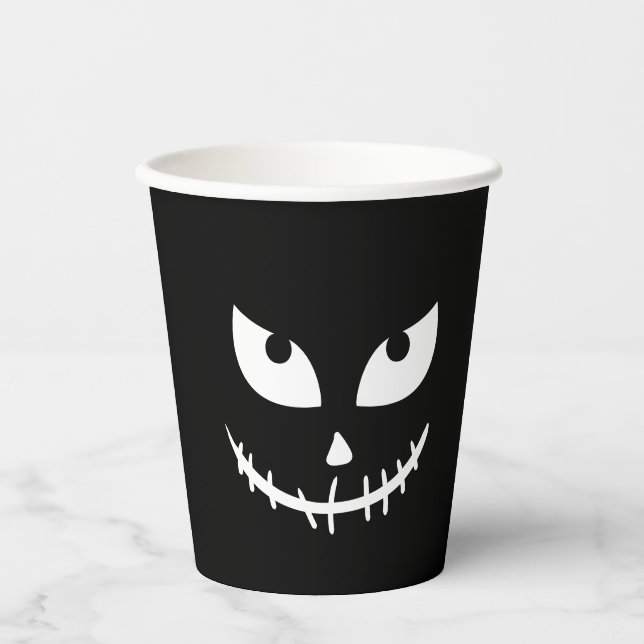 Vasos De Papel Spooky Halloween summerween black pumpkin (Anverso)