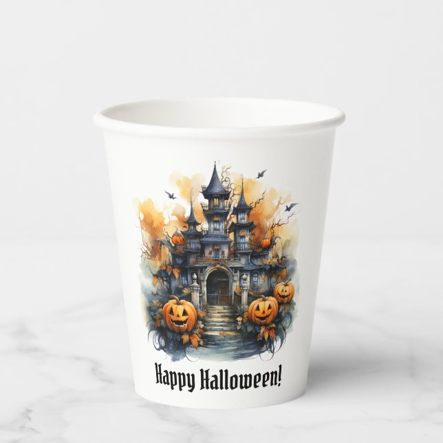 Vasos De Papel Spooky Haunted Castle (Anverso)