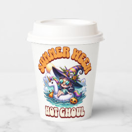 Vasos De Papel Spooky Kawaii Summerween Witch on Unicorn Float