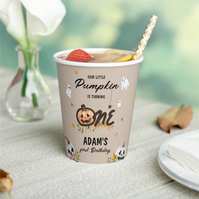 Vasos De Papel Spooky Little Pumpkin First Birthday (in situ)