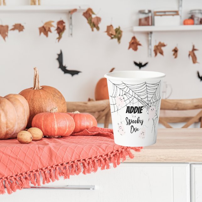Vasos De Papel Spooky One | 1 Cups de Cumpleaños | Fantasma rosa (Subido por el creador)
