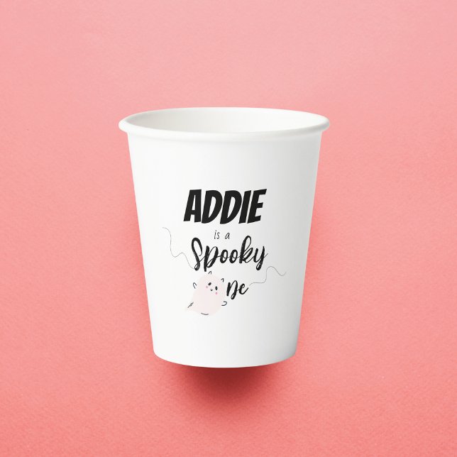 Vasos De Papel Spooky One | 1 Cups de Cumpleaños | Fantasma rosa (Subido por el creador)