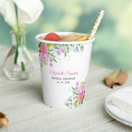 Vasos De Papel Spring Bridal shower with wildflowers Pink Color