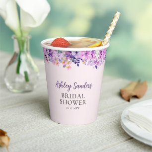 Vasos De Papel Spring Bridal shower with wildflowers Purple Color