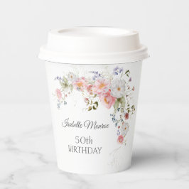 Vasos De Papel Spring Wildflowers Purple Pink 50th Birthday