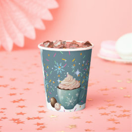 Vasos De Papel Sprinkles Hot Cocoa Winter Snowflakes Baby Shower
