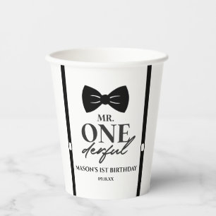 Vasos De Papel Sr. ONEMaravilloso Bowtie Primer Fiesta de cumplea