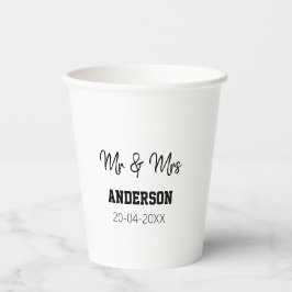 Vasos De Papel Sr & Sra agregar apellido fecha año favor de boda