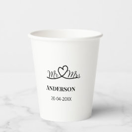 Vasos De Papel Sr y Sra agregan nombre de familia fecha año favor