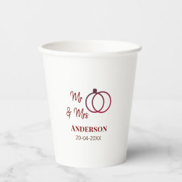 Vasos De Papel Sr y Sra agregar apellido fecha año favor de la bo