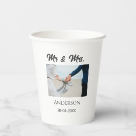 Vasos De Papel Sr. y Sra. añada apellido fecha año de boda favor 