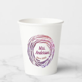 Vasos De Papel Sra nombre rosa malva borde desde año boda novia
