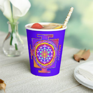 Vasos De Papel Sri Yantra - Diseño de símbolo del hinduismo 1
