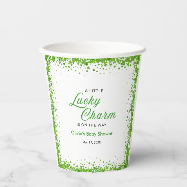 Vasos De Papel St Patrick's Day A Little Lucky Charm Baby Shower  (Anverso)