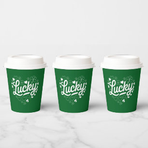 Vasos De Papel St Patrick's Day Heart Lucky Clover Shamrock