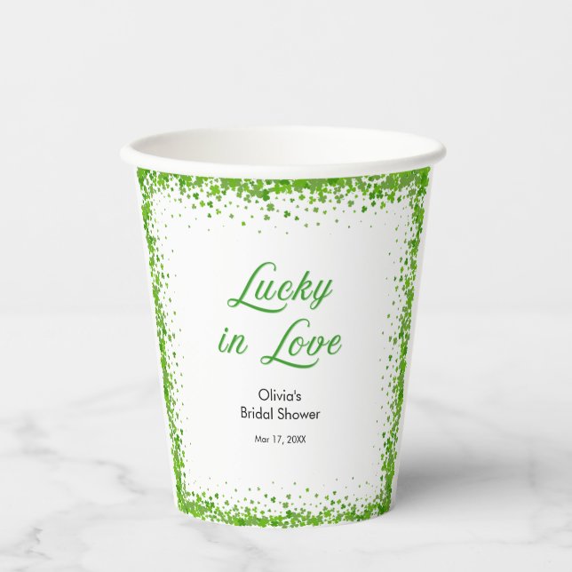 Vasos De Papel St Patrick's Day Lucky in Love Bridal Shower  (Anverso)