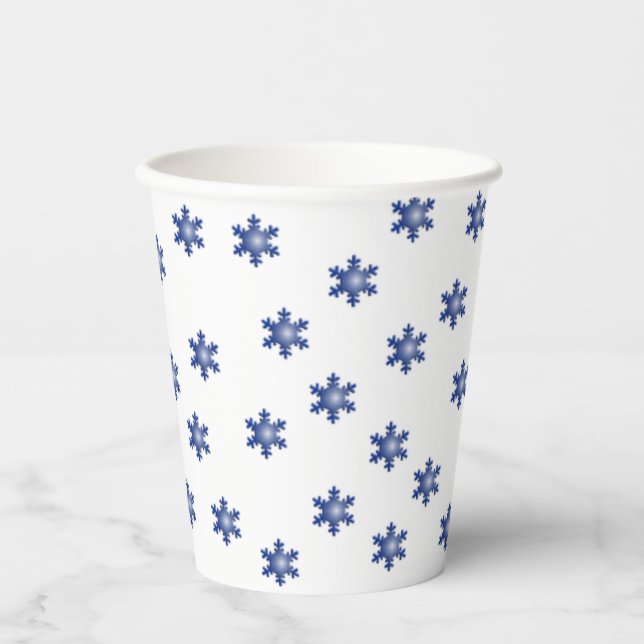 Vasos De Papel Starburst de copo de nieve azul múltiple (Anverso)