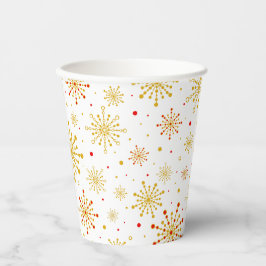 Vasos De Papel Starburst Retro Atomic MidCentury Mod Red & Gold