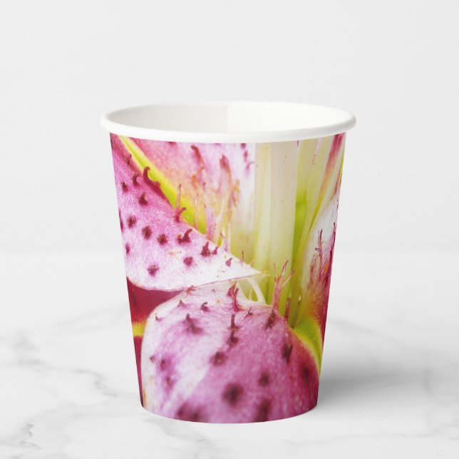 Vasos De Papel Stargazer Lily Bright Magenta Floral (Izquierda)