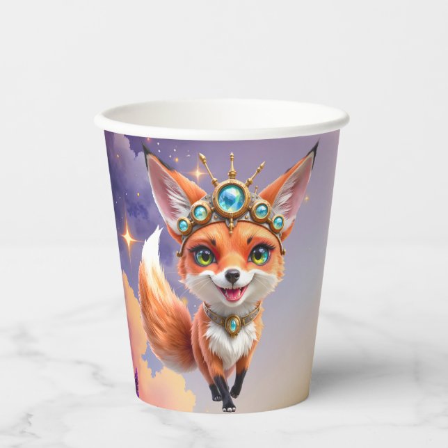 Vasos De Papel Starlit Fox of the Moonlit Meadows.  (Anverso)
