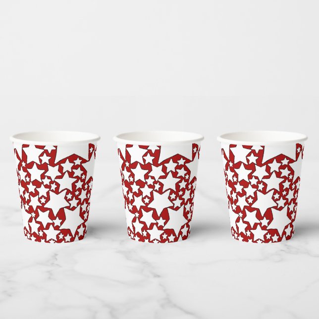 Vasos De Papel Stars, Stars, Stars in Red and White (Multi)