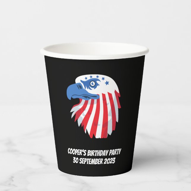 Vasos De Papel Stars & Stripes Bald Eagle.Nombre/mensaje Personal (Anverso)