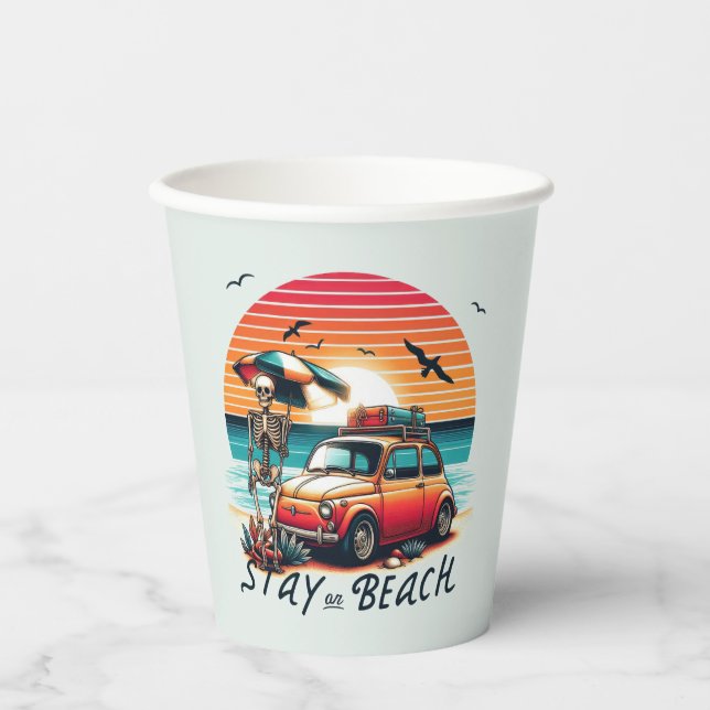 Vasos De Papel Stay On Beach - Vibes Retro - Skeleton (Anverso)