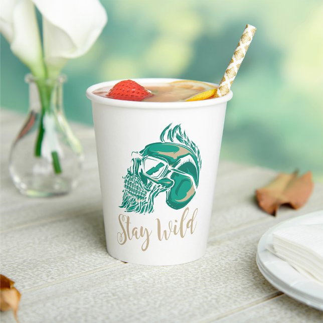 Vasos De Papel Stay Wild Modern Bearded Skull (Subido por el creador)