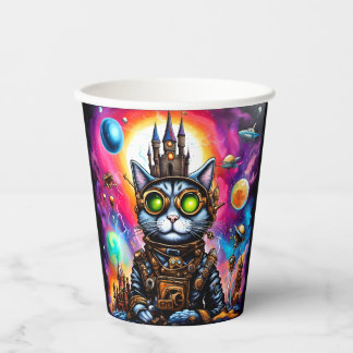 Vasos De Papel Steampunk Space Cat I