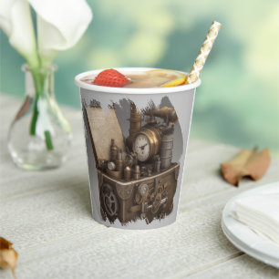 Vasos De Papel Steampunk Time Machine - Vintage Treasure Chest