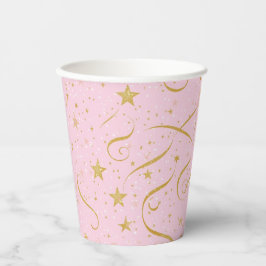 Vasos De Papel Stellar Sip - Copa de Papel con estrella rosada y 
