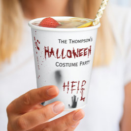Vasos De Papel Sterrorífico Fiesta de disfraces de Halloween blan