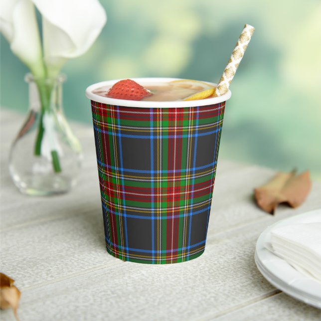 Vasos De Papel Stewart Black Tartan Scottish Plaid Pattern (in situ)