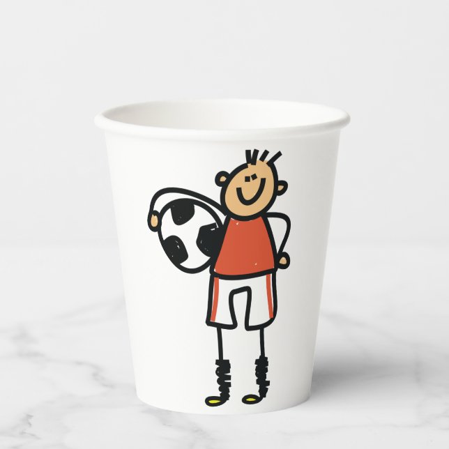 Vasos De Papel Stick Figure Soccer Boy Football Player (Anverso)