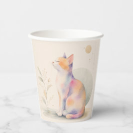 Vasos De Papel Stille Katze im Mondlicht – Aquarell Pappbecher