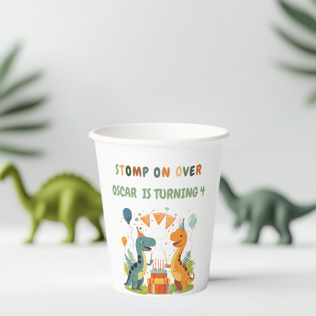 Vasos De Papel "Stomp On Over Dinosaur Birday (Subido por el creador)