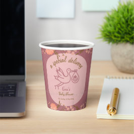 Vasos De Papel Stork llevando Baby-Baby Shower