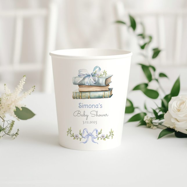 Vasos De Papel Storybook New Chapter Blue Bow baby boy ducha (Subido por el creador)