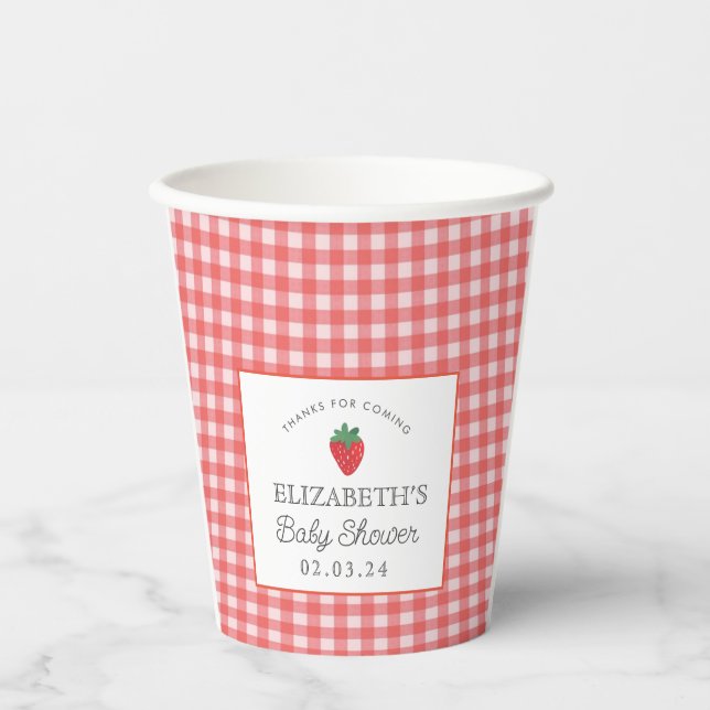 Vasos De Papel Strawberry Berry First Picnic Baby Shower (Anverso)