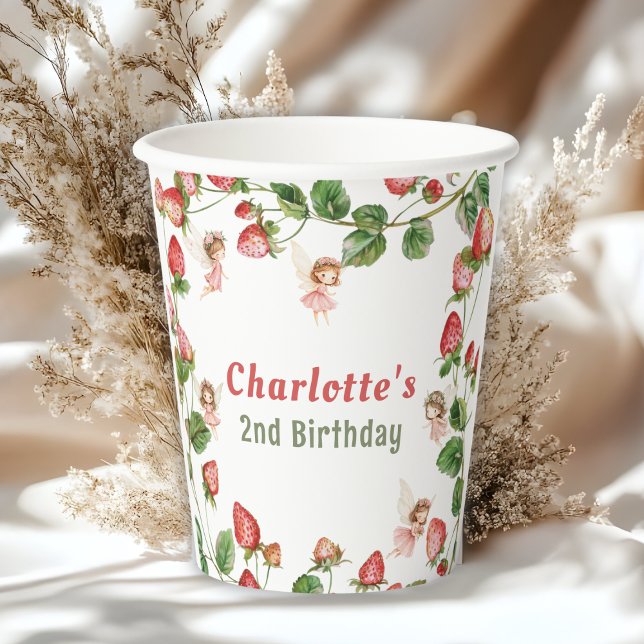 Vasos De Papel Strawberry enchanted fairy garden birthday  (Subido por el creador)
