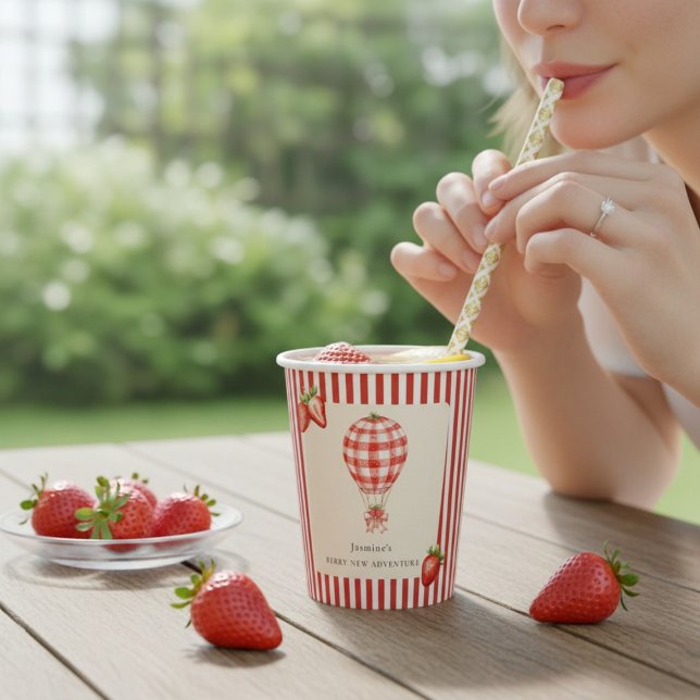Vasos De Papel Strawberry Hot Air Balloon Baby Shower Paper (Subido por el creador)