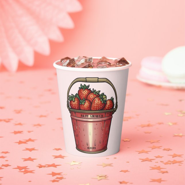 Vasos De Papel Strawberry Sweet Bucket Baby Shower (in situ)