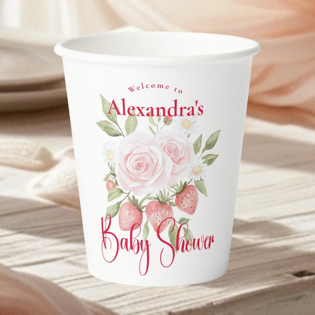 Vasos De Papel Strawberry Woodland Baby Shower (Subido por el creador)