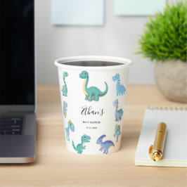 Vasos De Papel Stylish Dinosaur Baby Shower White