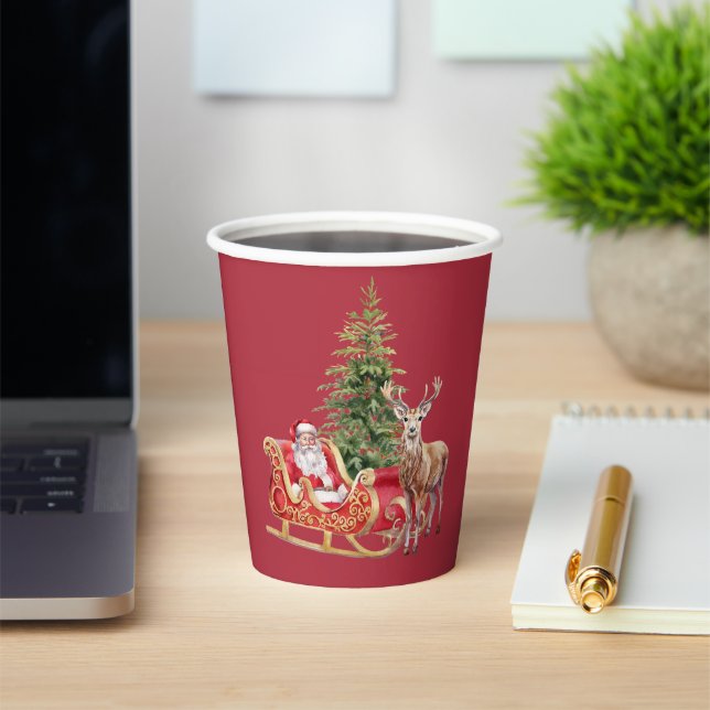 Vasos De Papel Stylish Merry Christmas Modern Holiday Pattern Cup (in situ)